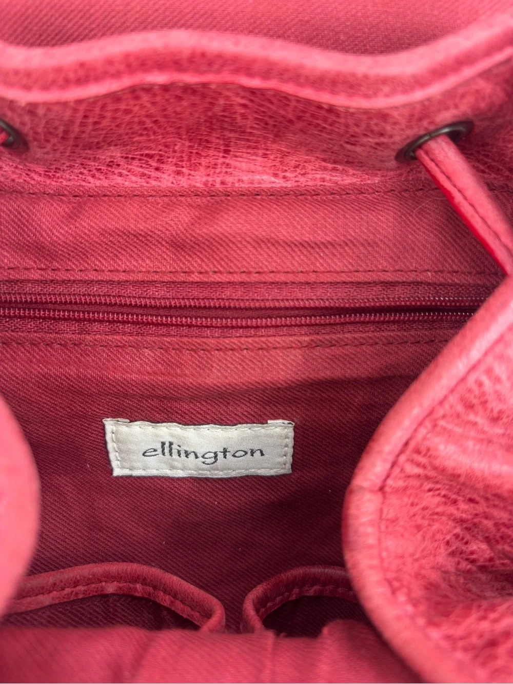 Ellington Red Genuine Leather Backpack Rucksack Distressed Drawstring Boho Bag